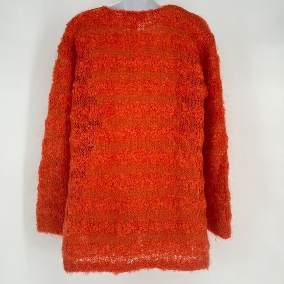 Jones New York Sport Hand Knit Mohair Wool Blend Orange Sweater M - Picture 4 of 8